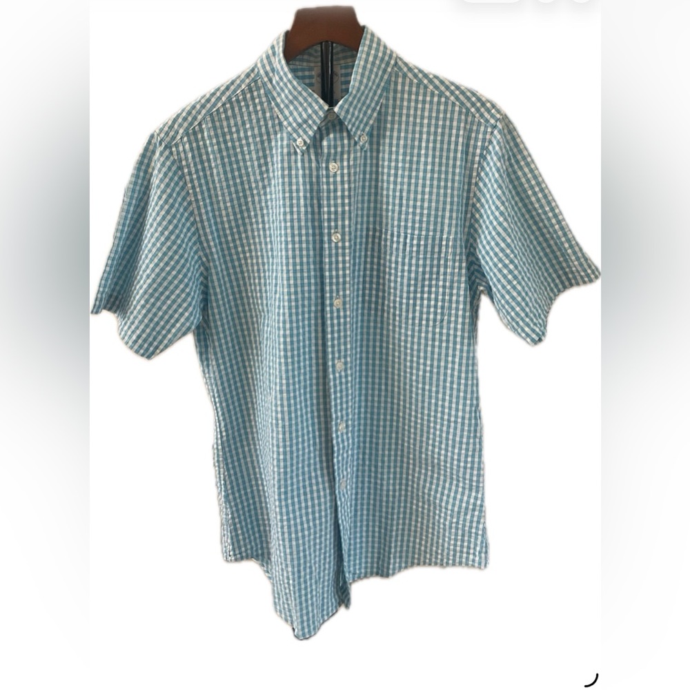 **Brooks Brothers Regent Blue Textured Checkered Shirt.